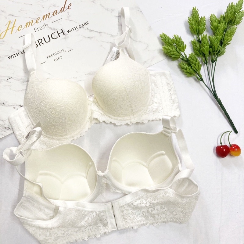 Áo Lót Ren Lovely Mút Kép Mỏng 3 Móc Cài Size