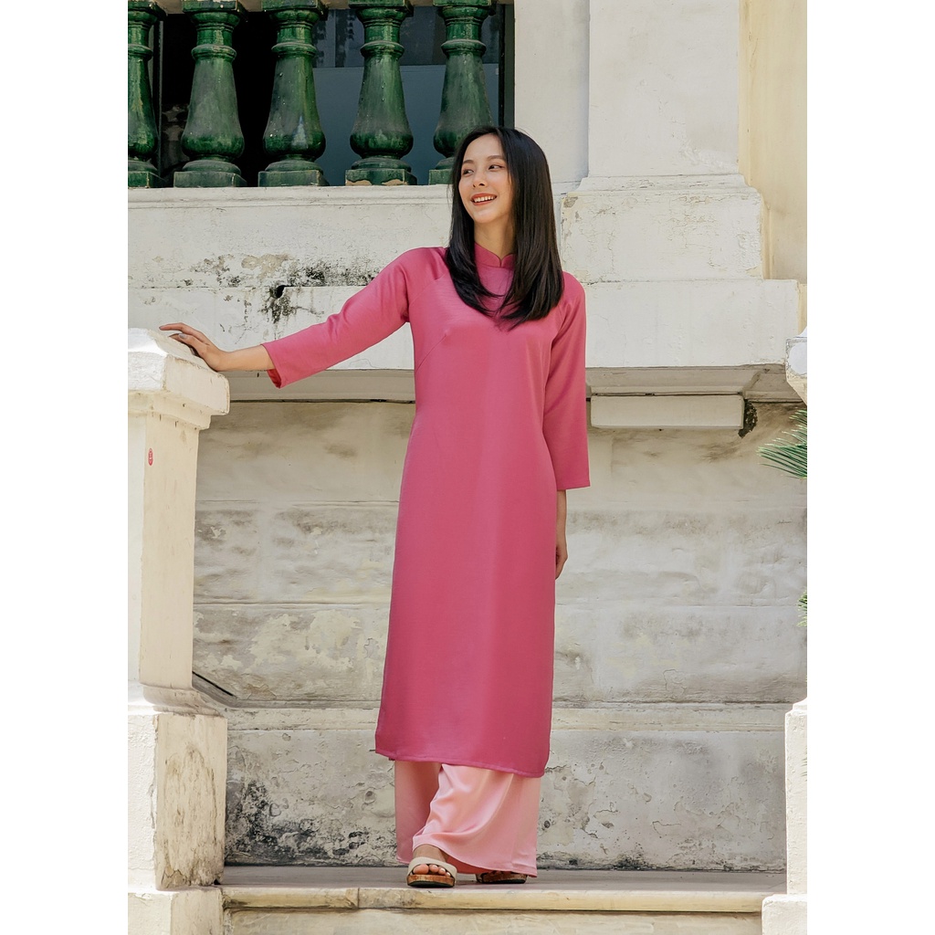 Set Áo Dài Rosemary tây thi hồng đậm