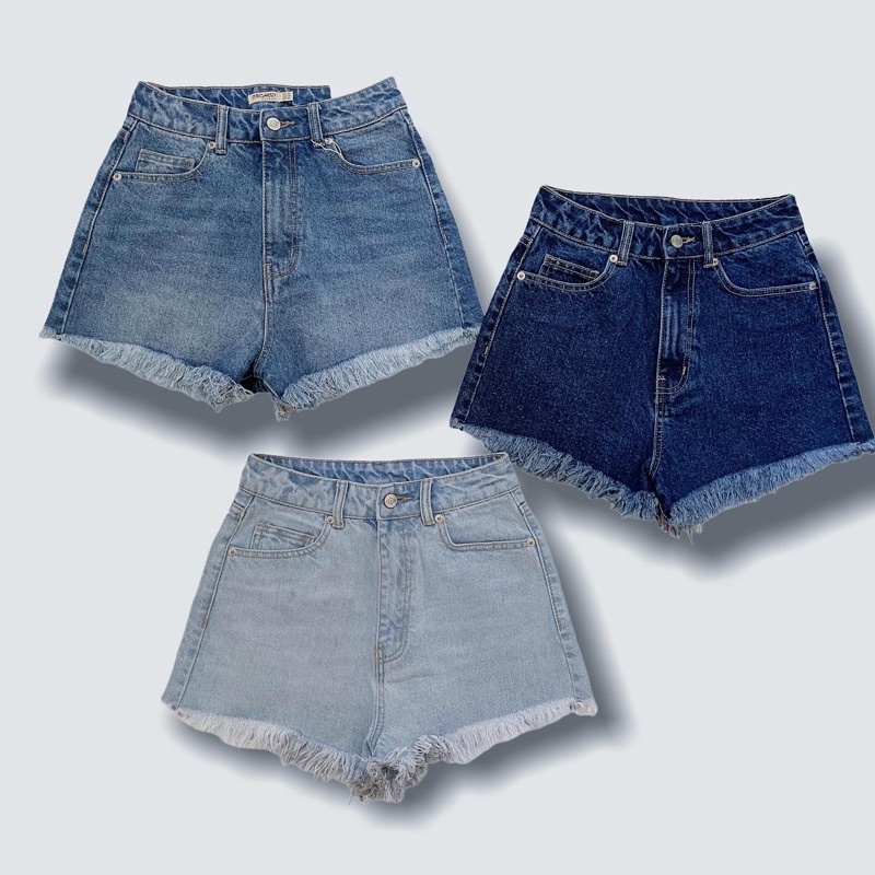 Quần short jeans lai tua vingage