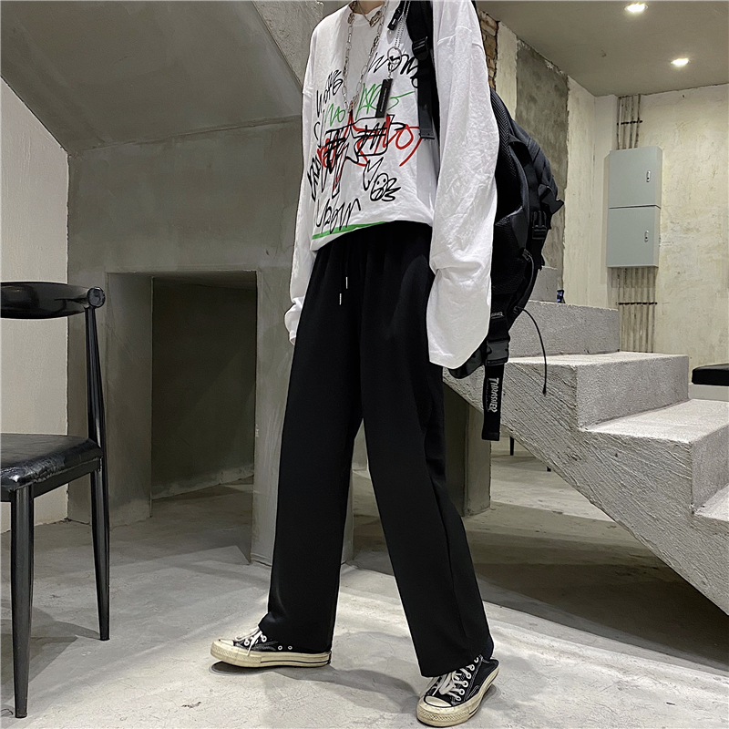 Quần Dài Ống Rộng Kiểu Dáng Đơn Giản Phong Cách Harajuku Unisex