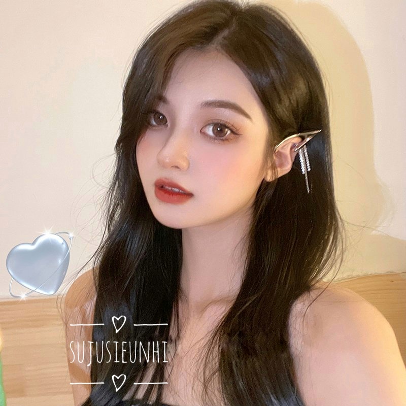 1 đôi khuyên tai kẹp vành yêu tinh, tinh linh elf đính đá thả tua rua