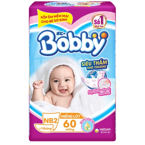Miếng lót Bobby NB2 60 miếng (dưới 5kg)