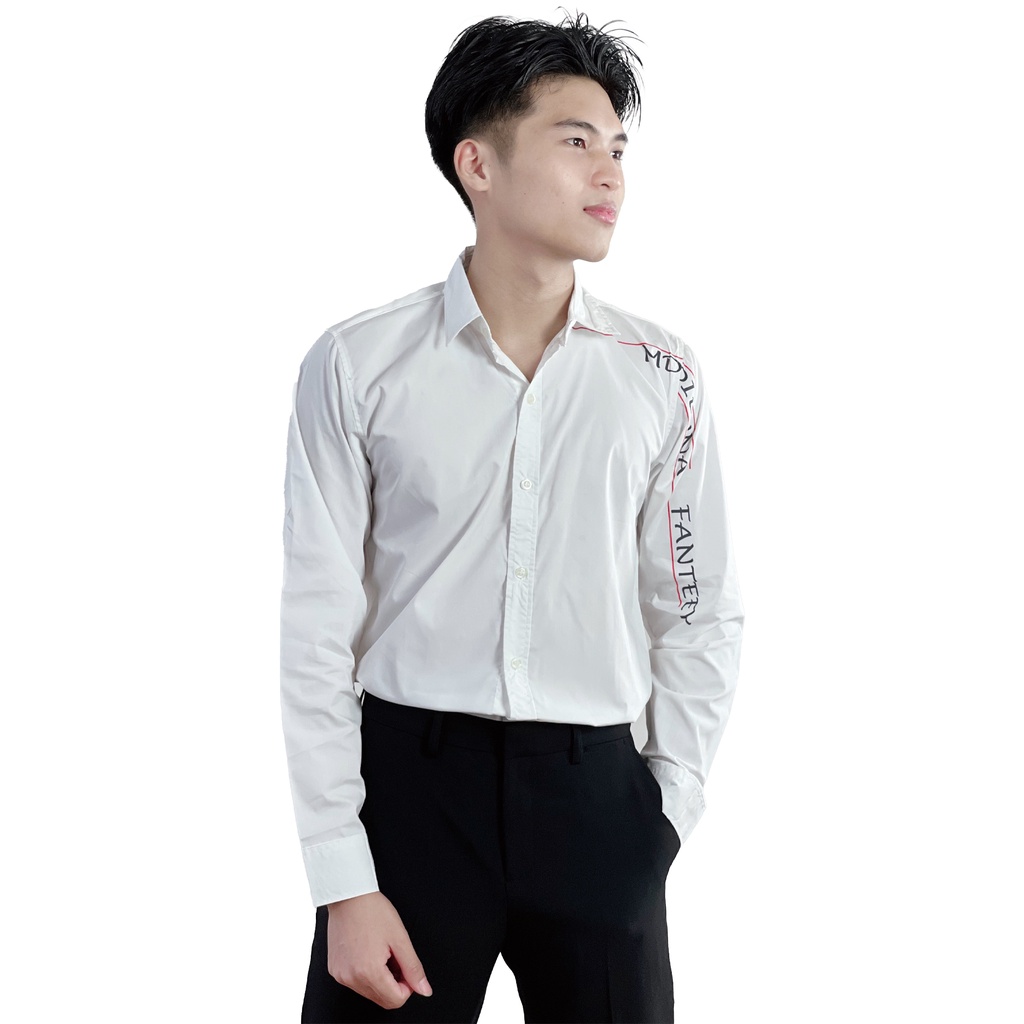 Áo sơ mi nam tay dài in chữ SM MD