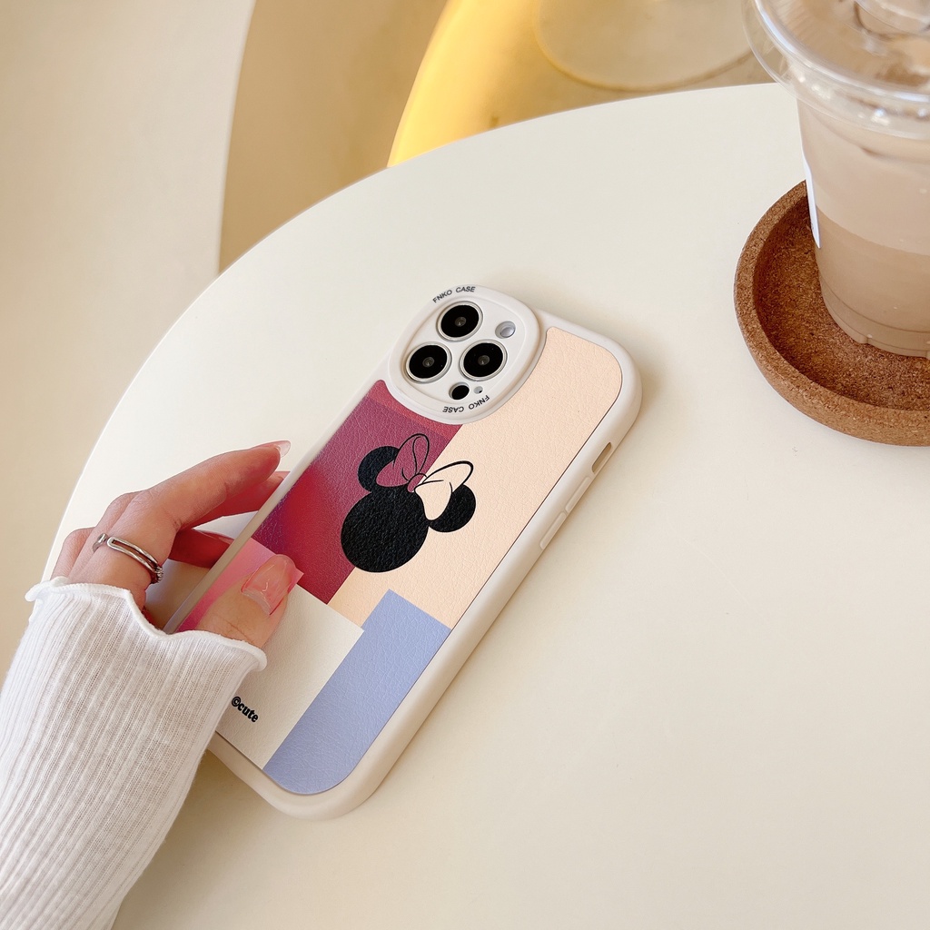 Ốp Điện Thoại Da Mềm Hình Mickey Và Minnie Cho iphone 11 12 13 pro max
