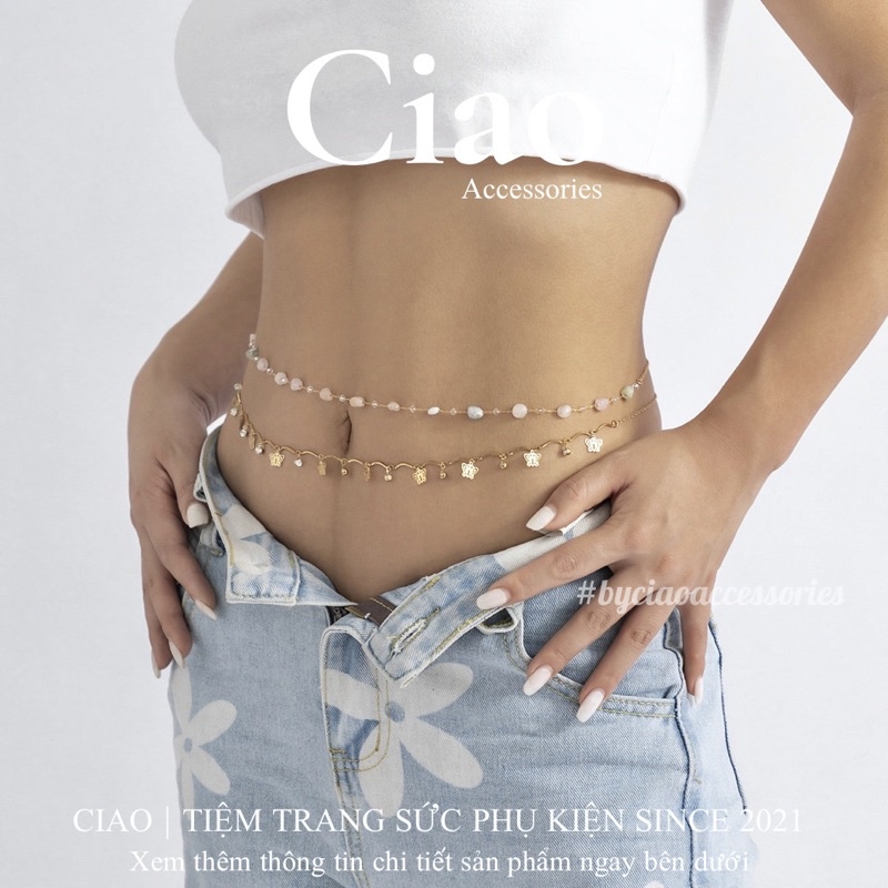 [HOẢ TỐC 1H] Set 2 vòng bụng thiết kế hoạ tiết đính đá mới lạ trendy phong cách Giselle Ciao