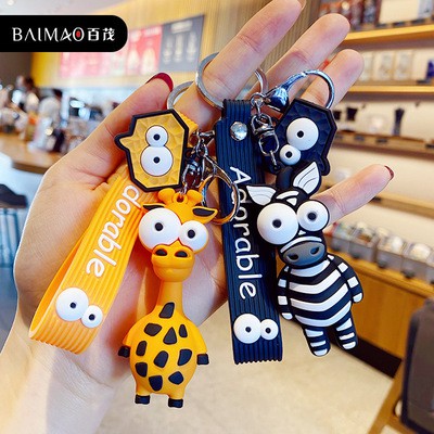 Móc khóa hươu cao cổ mắt to sáng tạo độc đáo dễ thương/ keychain hươu cao cổ ngựa vằn