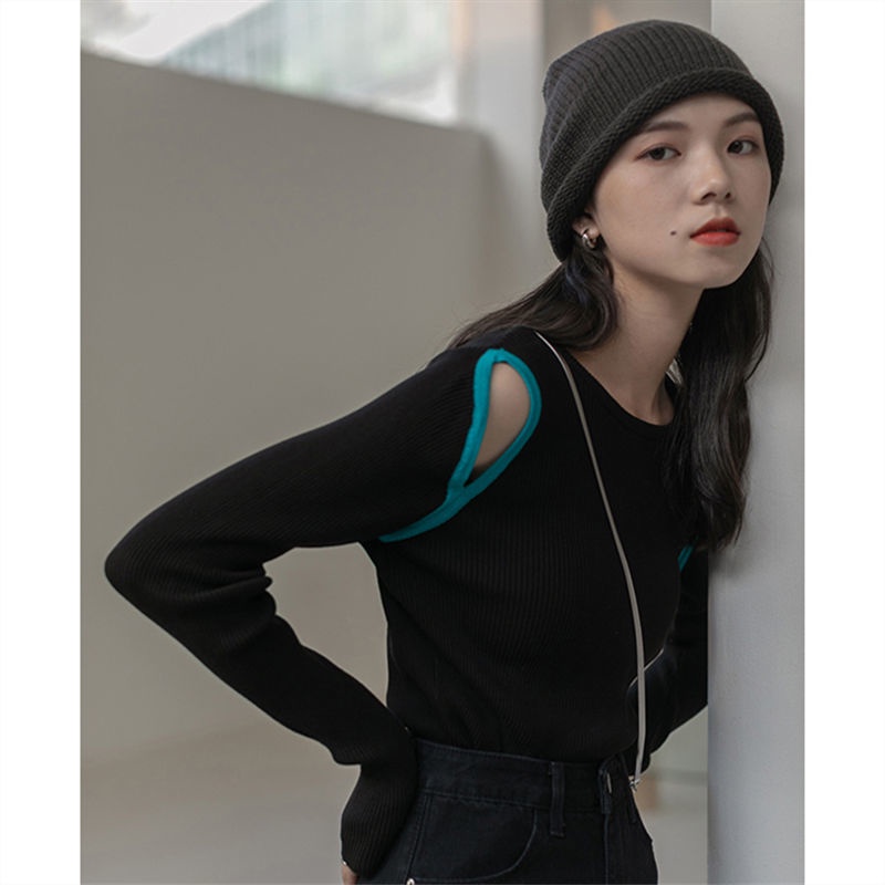 Áo len tay dài khoét vai thời trang dành cho nữ