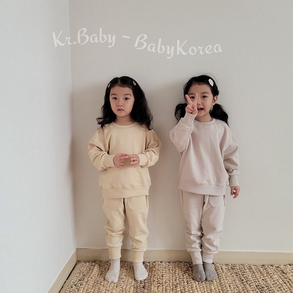 Bộ nỉ áo kèm quần trơn Steady Made in Korea cho bé trai bé gái 10-30kg chính hãng Hàn Quốc thời trang trẻ em BABYKOREA