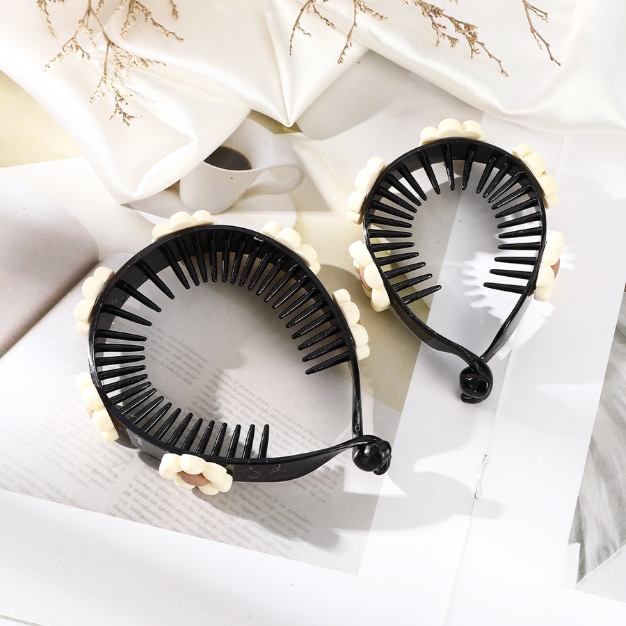 Kẹp Tóc Đuôi Ngựa Bằng Nhựa Họa Tiết Hoa Hoạt Hình Dễ Thương Phong Cách Hàn Quốc