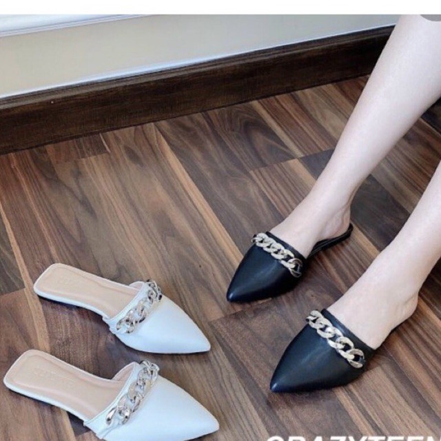 (sẵn)Dép nữ- sục nữ da mềm êm chân gắn xích siêu xinh