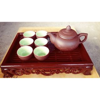 Bộ ấm trà gốm cao cấp kèm khay đựng
