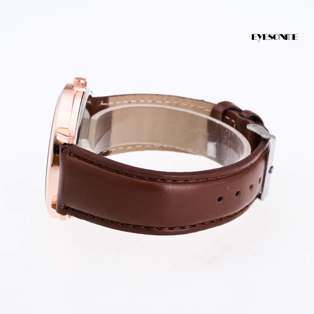 Đồng Hồ Đeo Tay Unisex Mặt Tròn, Dây Giả Da