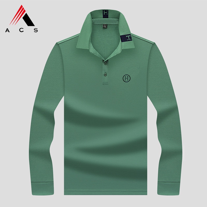 Áo polo tay dài thêu họa tiết kiểu cổ điển cá tính cho nam