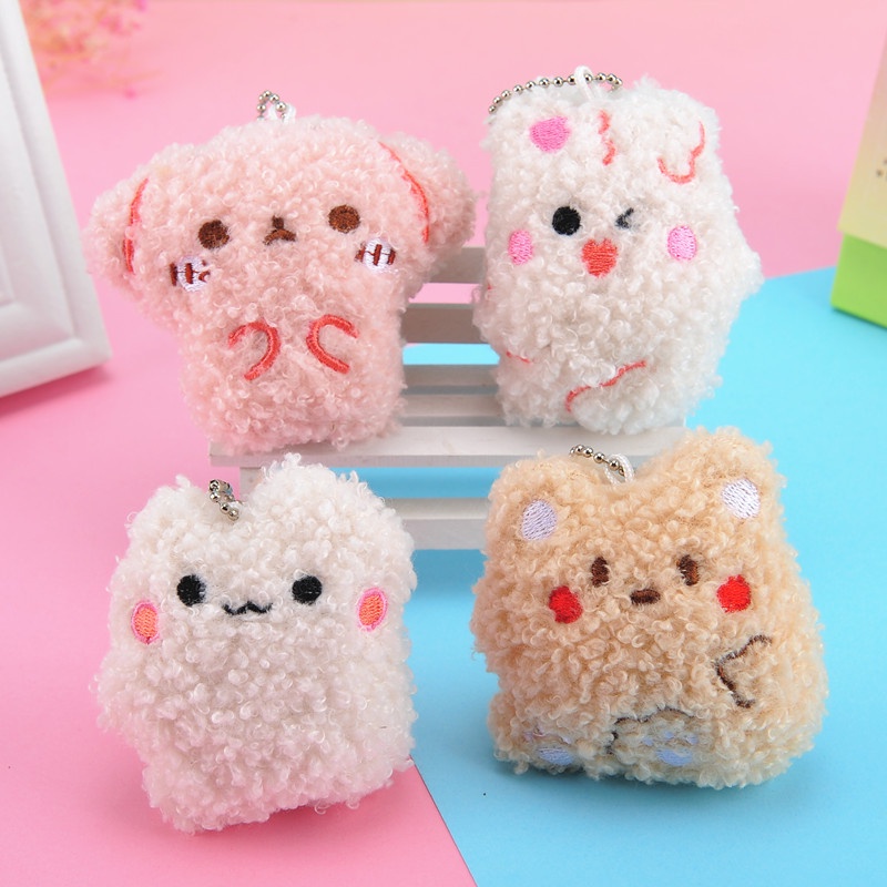 Móc khóa hình búp bê nhồi bông mềm với 4 kiểu cún mèo nhỏ nhắn dễ thương