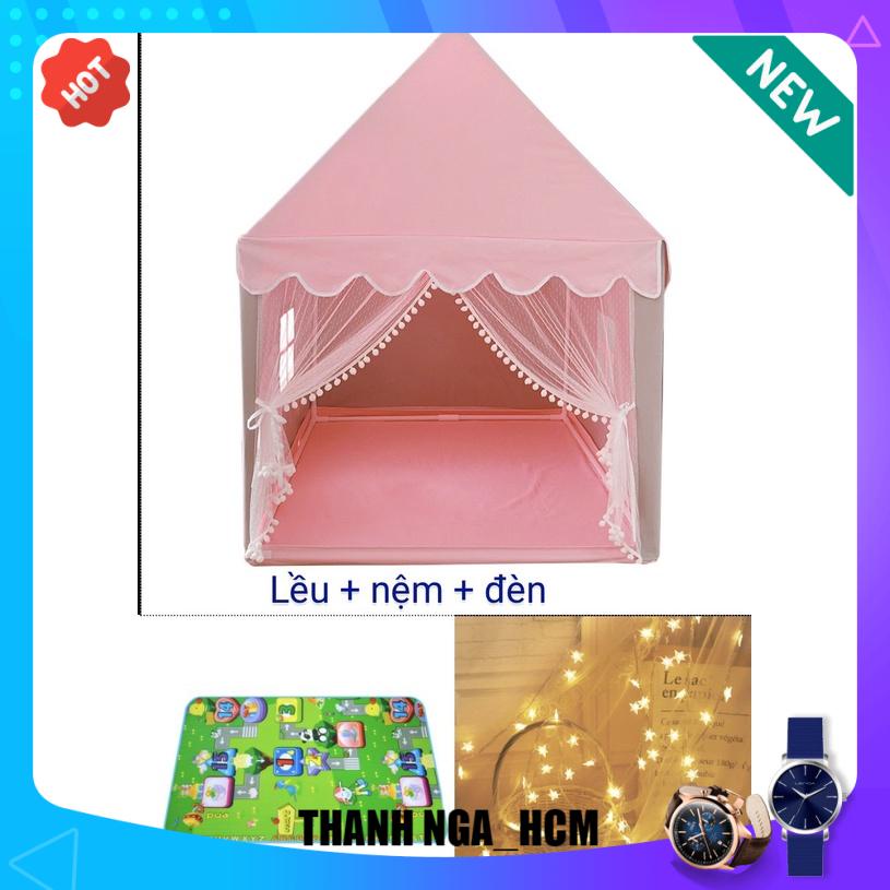 [TẶNG NỆM + ĐÈN NHÁY LED DÙNG PIN] Lều cho bé ,Lều công Chúa phong cách HÀN QUỐC hàng LOẠI 1 CÓ NỆM+CÓ ĐEN