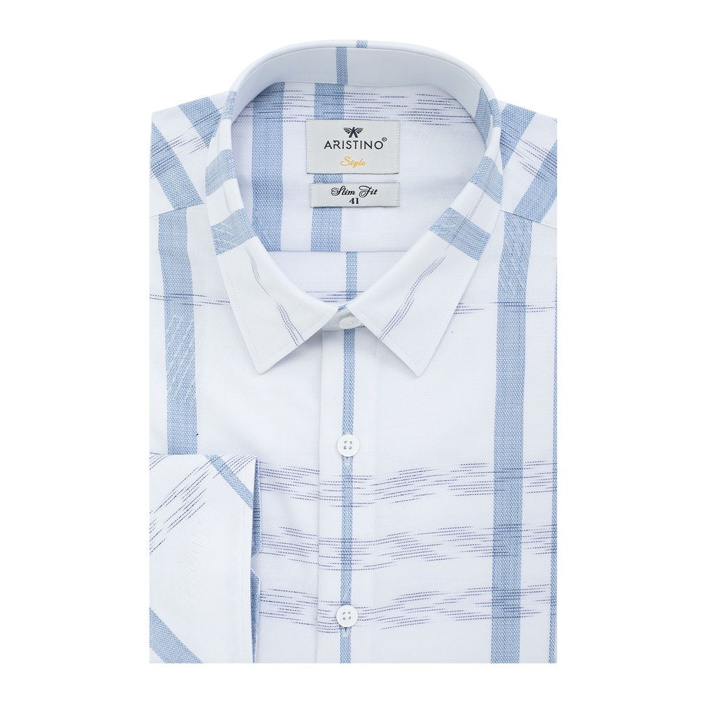 Áo Sơ Mi Nam Dài Tay ARISTINO ALS21501 Somi Công Sở Cao Cấp Màu Trắng Kẻ Xanh Dệt Jacquard Vải Sợi Sồi Dáng Ôm Không Túi | BigBuy360 - bigbuy360.vn