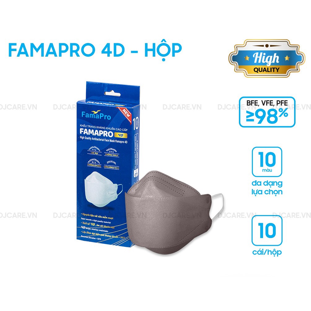 [4D MASK(KF94) COMBO 2 HỘP 10 CÁI] Khẩu trang y tế cao cấp kháng khuẩn 3 lớp Famapro 4D