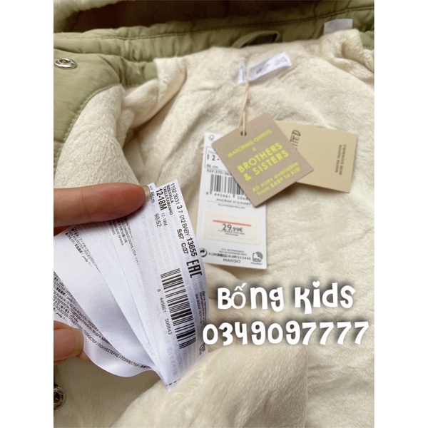 Áo TrenchCoat Bé Gái Lót Lông Xanh Lục MG