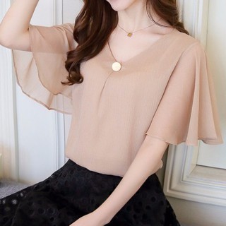 004ak - áo kiểu tay cánh dơi phối nút lịch sự.
