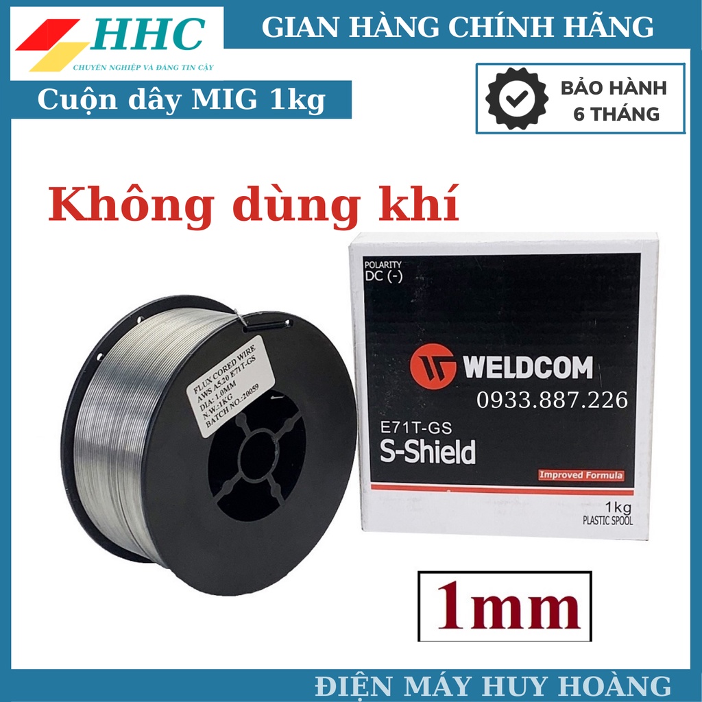 Cuộn dây hàn mig không dùng khí thương hiệu chính hãng Weldcom loại 1.0mm