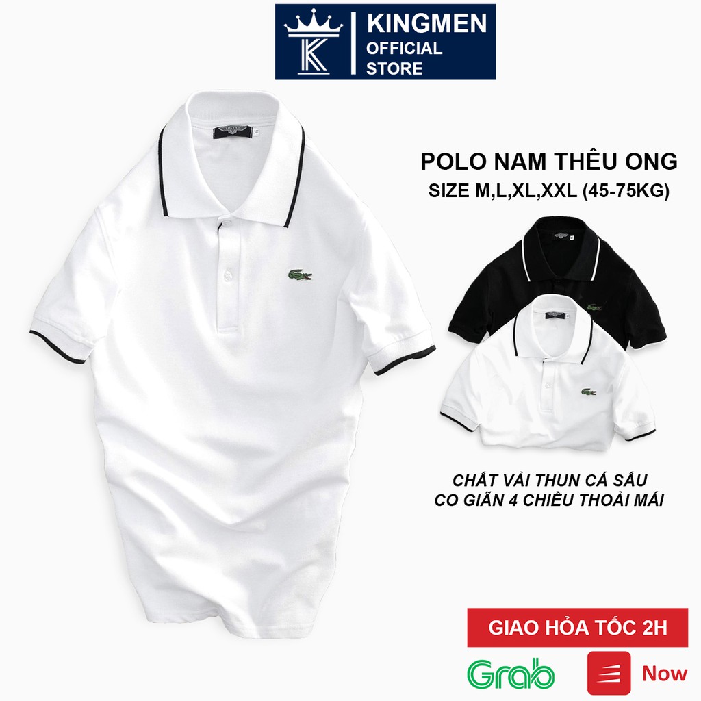 Áo phông nam cổ bẻ polo cao cấp Hamino ngắn tay vải cá sấu co giãn màu trắng đen đẹp form rộng thời trang Hàn Quốc E1 | BigBuy360 - bigbuy360.vn