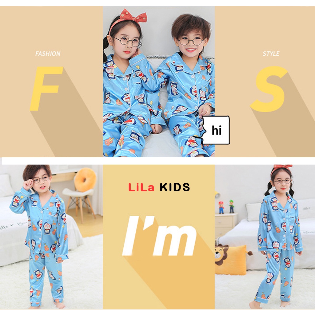 Bộ ngủ Pijama dài tay in họa tiết dễ thương cho bé, Đồ bộ ngủ dài tay cho cho bé trai bé gái từ 6-28kg - LILA KIDS