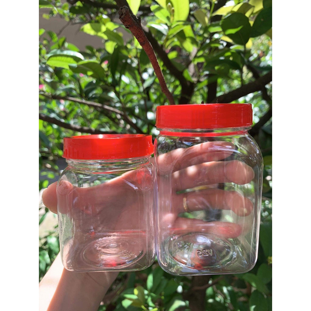 Hủ nhựa vuông nắp đỏ