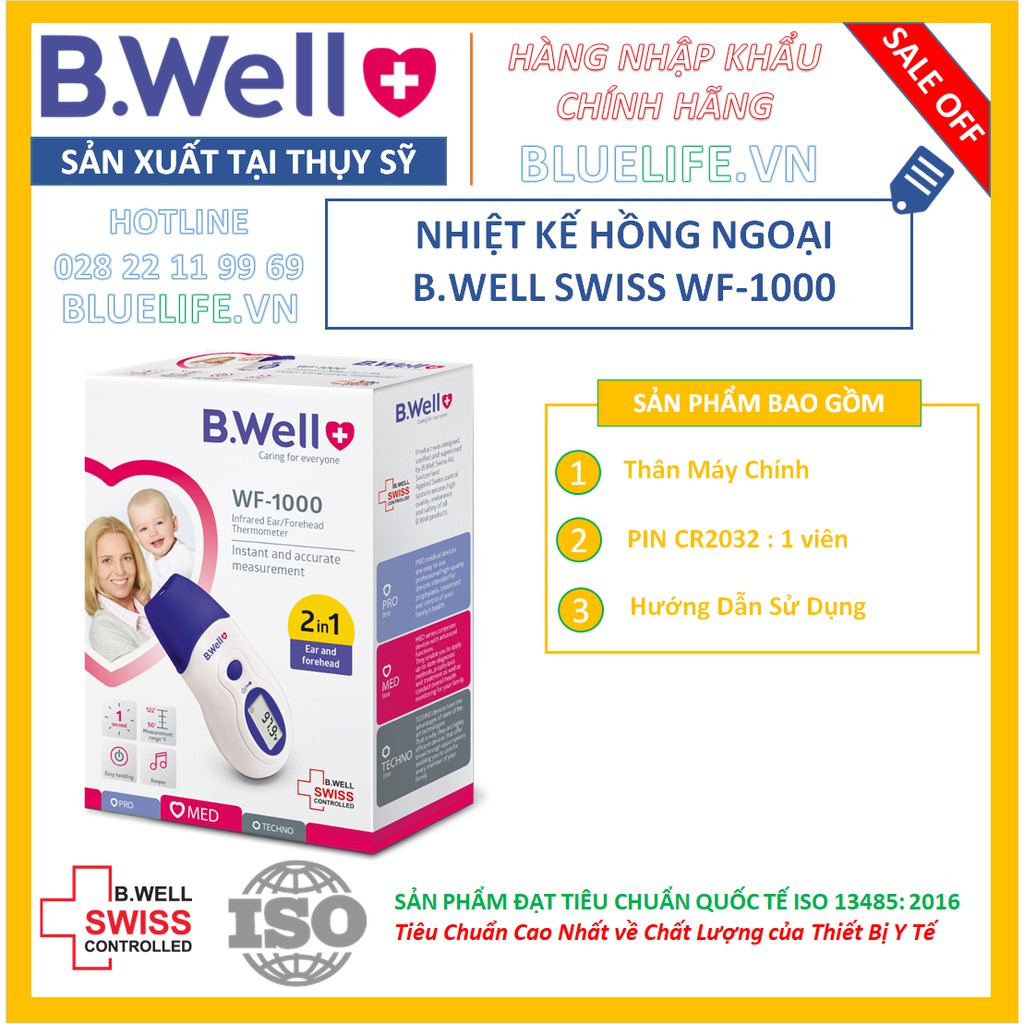 [Hàng THỤY SỸ] - NHIỆT KẾ HỒNG NGOẠI CHO BÉ B.WELL SWISS WF-1000  [100% CHÍNH HÃNG] - BẢO HÀNH 2 NĂM - 1 ĐỔI 1