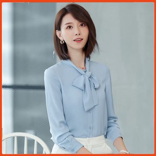 [Hàng thiết kế - giá tốt] Áo sơ mi thắt nơ - vải lụa Hàn siêu thanh lịch - Thời trang công sở