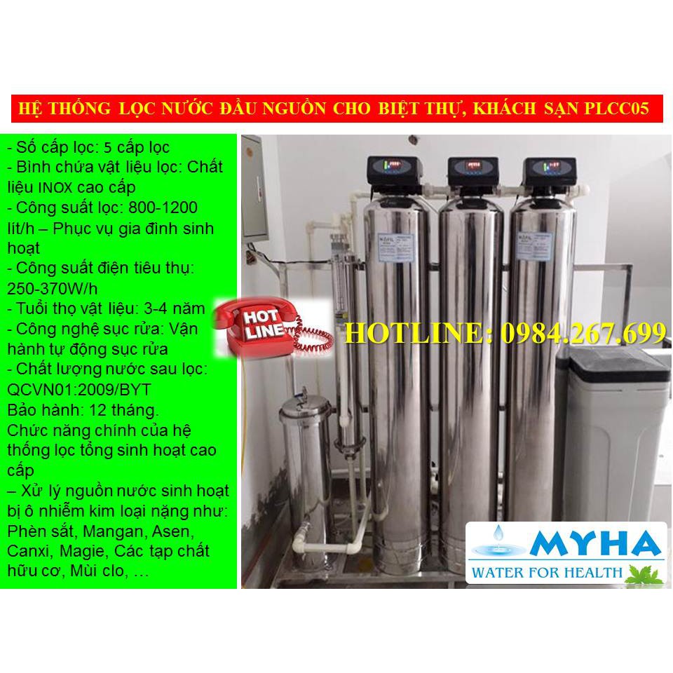 Hệ thống lọc nước đầu nguồn cho biệt thự khách sạn PLCC05
