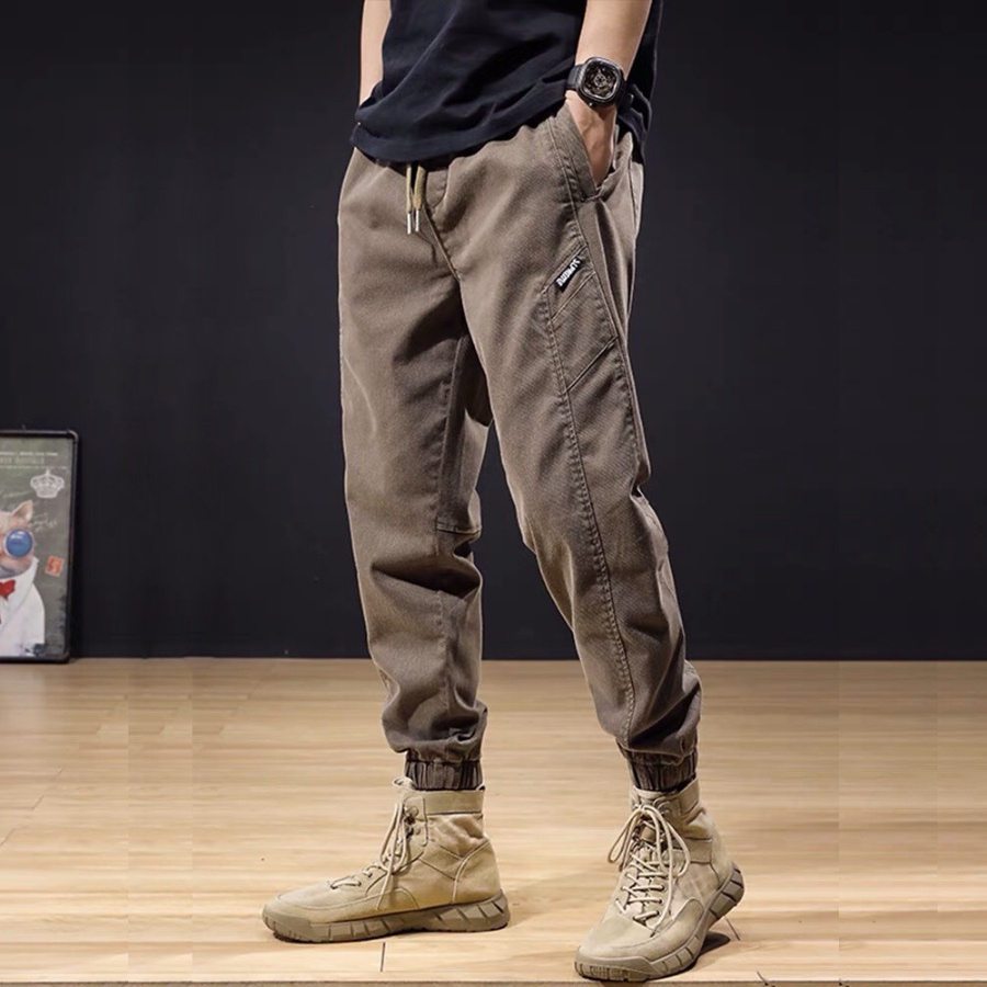 ☢Quần jogger nam kaki cao cấp dáng hàn, hàng xuất khẩu có size lớn dây rút ống rộng màu nâu và đen LDQ2