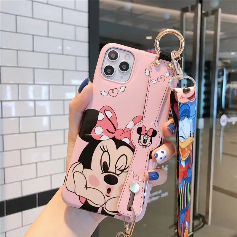 Ốp Điện Thoại Hình Mickey Minnie Có Dây Đeo Cho iPhone 14 13 12 Pro max i12 i13 i11 14pro