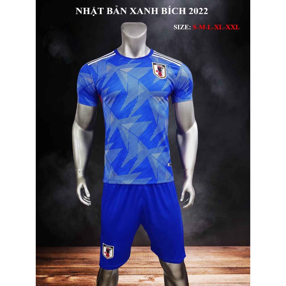Quần Áo Bóng Đá, Đồ Đá Banh Đội Tuyển Nhật Bản Xanh Bích Thun Lạnh Cao Cấp Không Nhăn Không Xù Lông Thể Thao Đương Đại