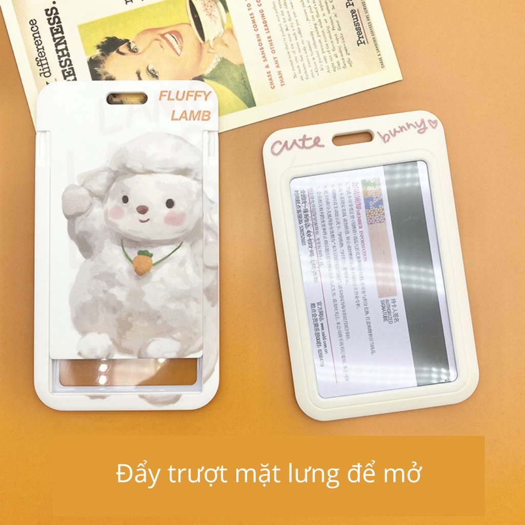 Dây đeo thẻ tên kèm bọc đựng thẻ nhân viên/ học sinh/ thẻ ID hình gấu thỏ bông đáng yêu