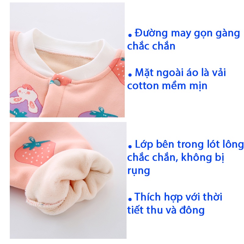 Bộ body dài tay lót lông ấm cho bé trai bé gái sơ sinh bodysuit liền thân thu đông cao cấp xuất Hàn _ BD29