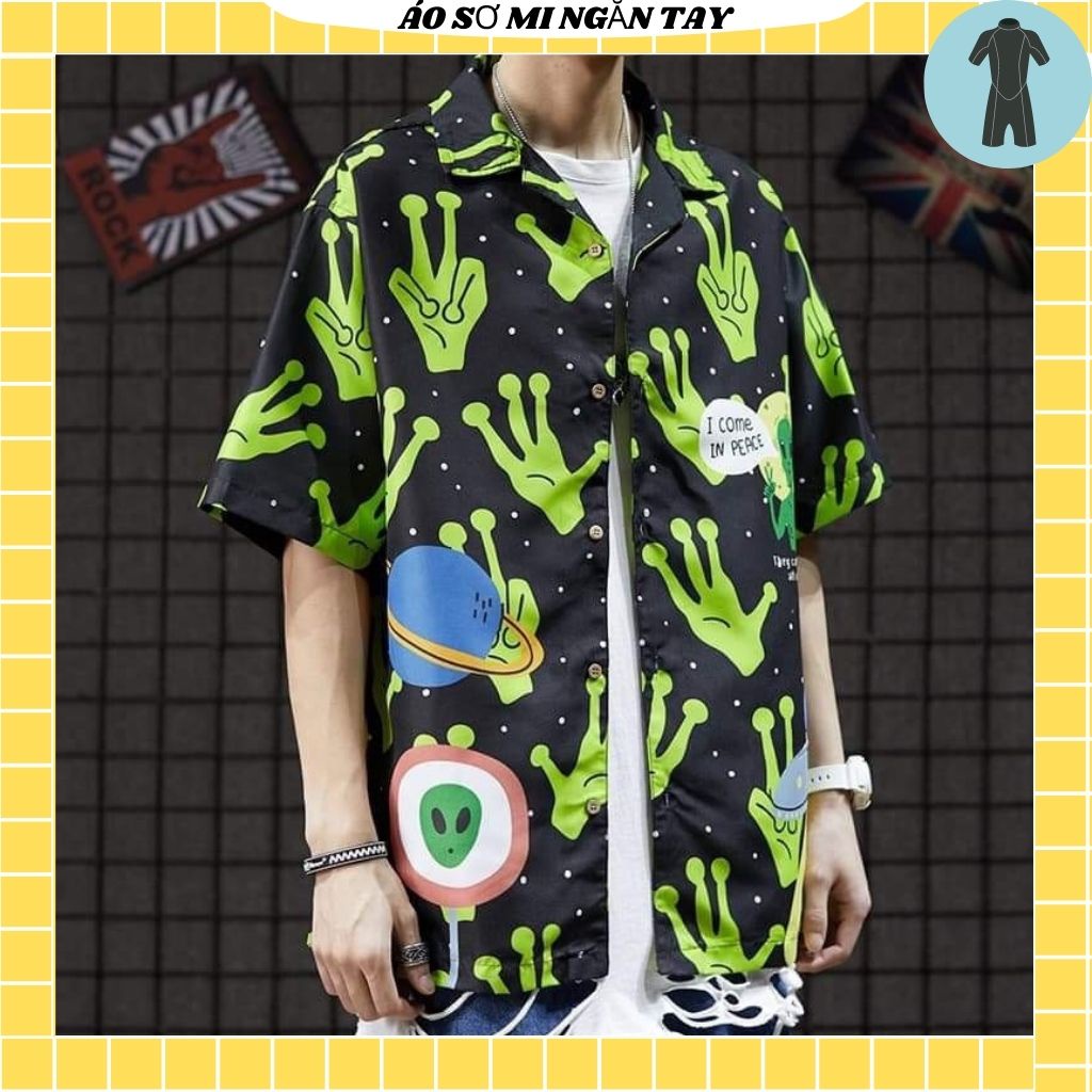 Áo Sơ Mi Tay Ngắn Unisex Cổ Bẻ Phông Cách Hàn Quốc Freesize