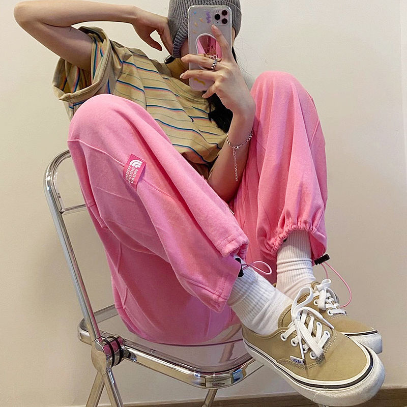 Quần Dài Thể Thao Dáng Rộng Phối Dây Rút Kiểu Hàn Quốc Cá Tính Cho Nữ | BigBuy360 - bigbuy360.vn