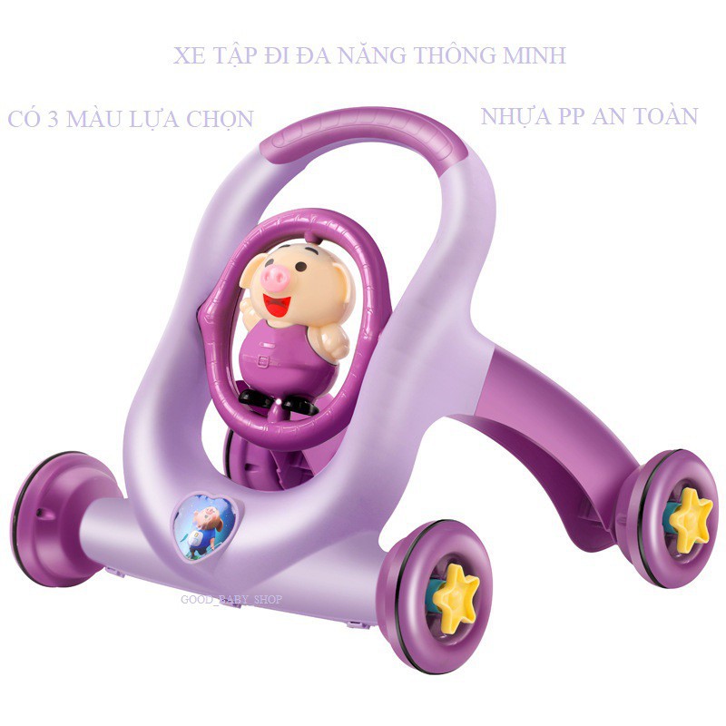 Xe tập đi cho bé hình CHÚ HEO NGỘ NGHĨNH, CÓ NHẠC LOA TO VÀ ĐÈN LED NHẤP NHÁY