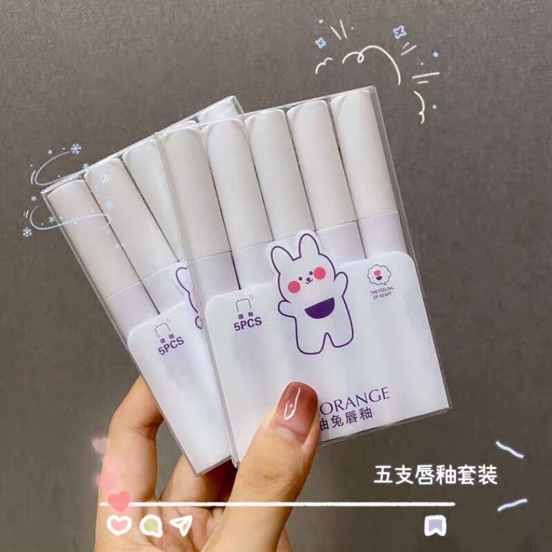 [Hàng mới về] 5 Son môi chống nước lâu trôi thiết kế vỏ hình thỏ con dễ thương