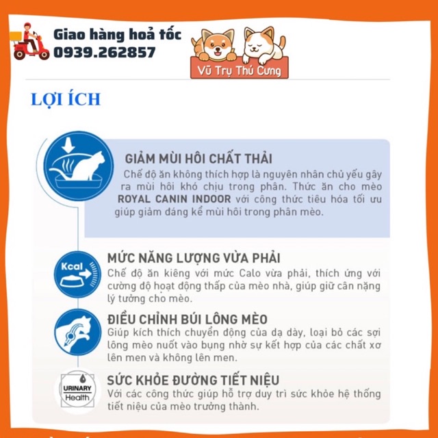 Hạt ROYAL CANIN INDOOR dành cho Mèo trưởng thành trên 1 tuổi, bịch 2Kg