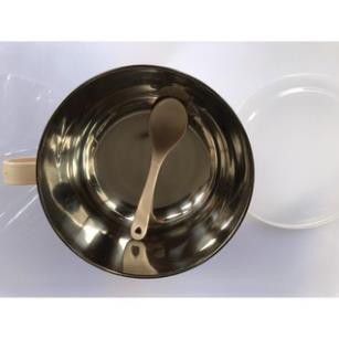 Tô inox 2 Lớp 300ML Chống Nóng Có Đậy Giữ Nhiệt Ăn Mì Đựng Cơm Kèm Thìa
