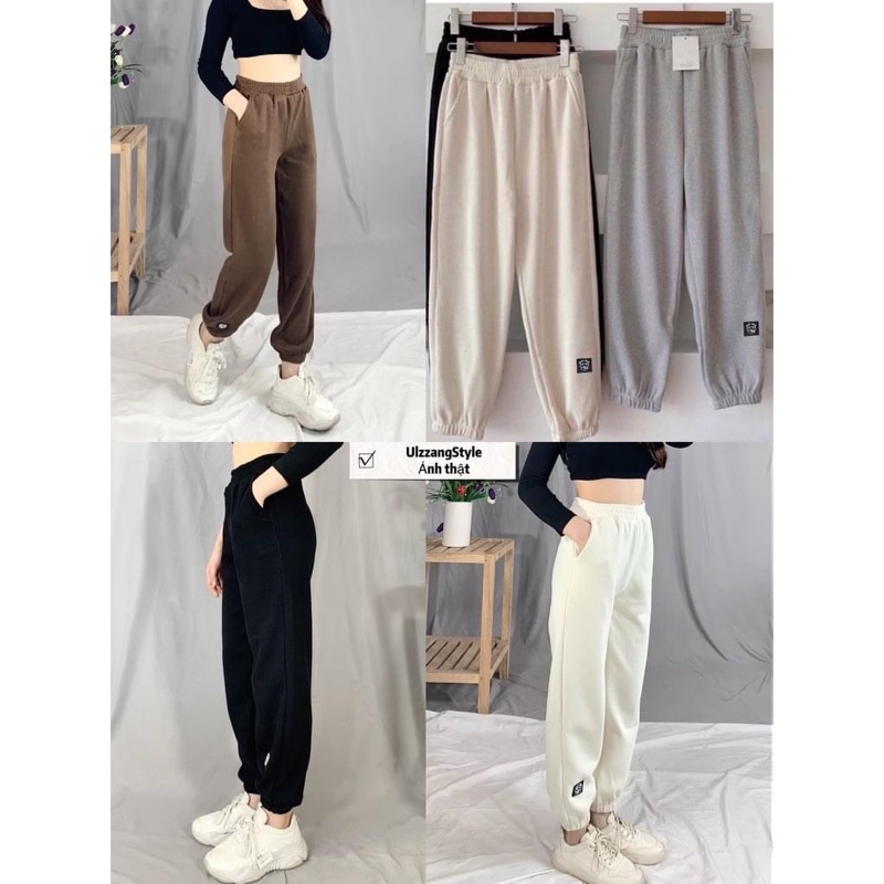Quần Jogger bo gấu chơn len tăm nữ C10, quần len tăm nữ Unisex kiểu dáng style dành cho nữ
