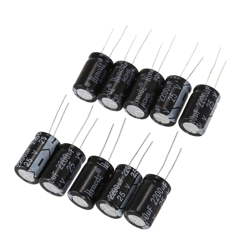 Set 10 Tụ Điện Nhôm 2200uF 25V 1.3*1.3*2.1cm Chuyên Dụng