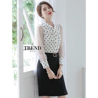 Áo sơ mi công sở chấm bi đẹp chất lụa sàng điệu sang trọng lịch sự_có size to bigsize