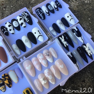 Nailbox Thiết Kế Thạch Nâu Cam Caro Gấu Trắng