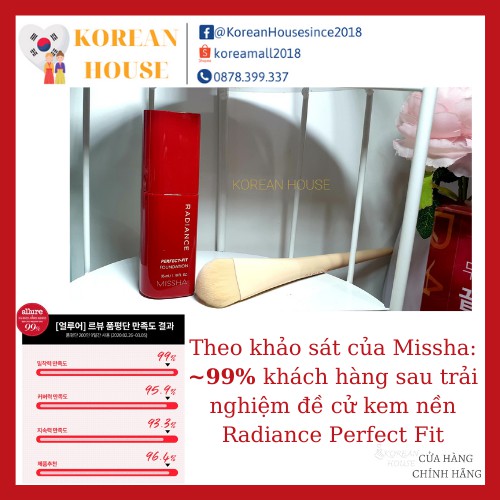 [Chính hãng] KEM NỀN KIỀM DẦU MISSHA RADIANCE PERFECT FIT FOUNDATION_Tặng kèm cọ