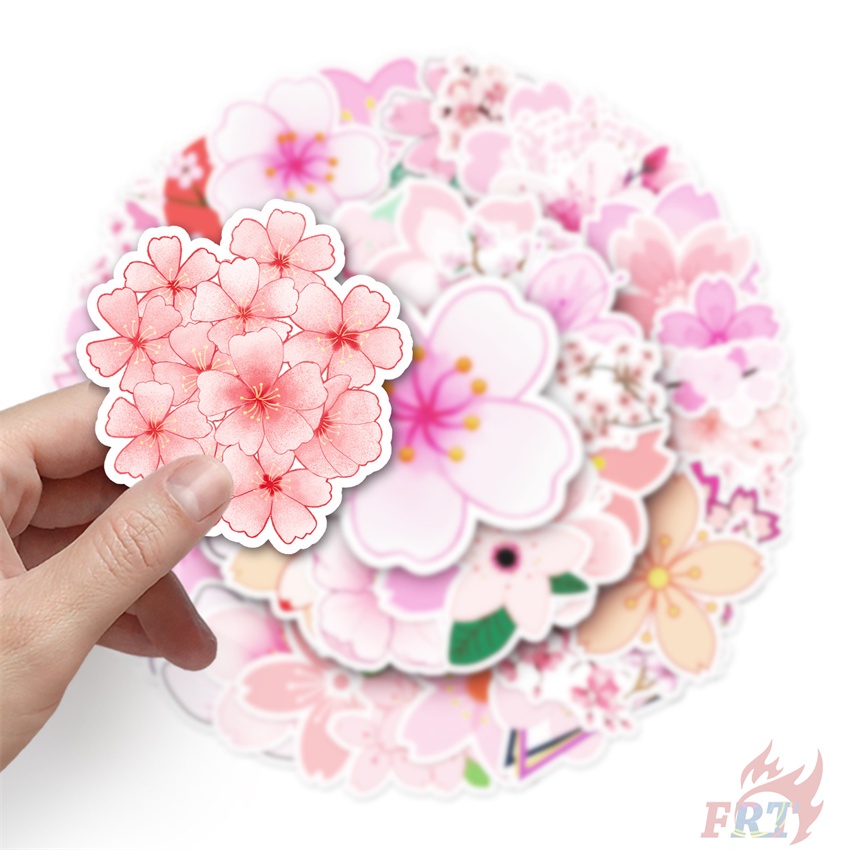 ❉ Sticker Dán Trang Trí Hình Hoa Anh Đào Lãng Mạn 01 ❉ Bộ 50 Sticker Chống Thấm Nước Họa Tiết Doodle Hợp Thời Trang
