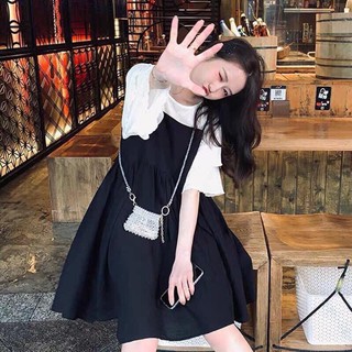 Set váy yếm bo chun eo ullzang hot hit (shop bán váy yếm đẹp)
