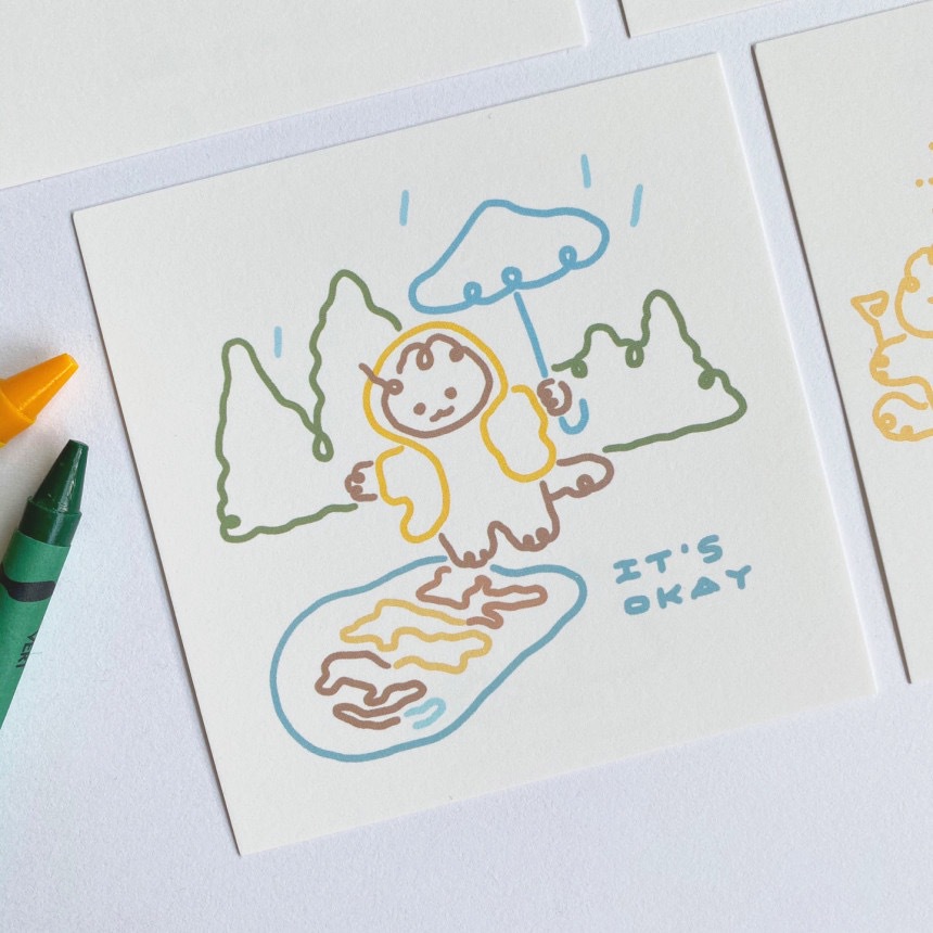 Thẻ và phong bì in chữ họa tiết chúc mừng