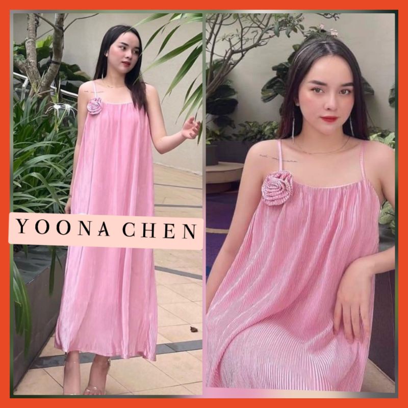 MỚI - Đầm bầu dự tiệc dập ly giấu bụng tag hoa siêu sang, Váy đầm Yoona Chen cho mẹ bầu hay không bầu mặc đều đẹp